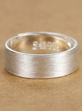 999纯银男士戒指开口宽素情侣