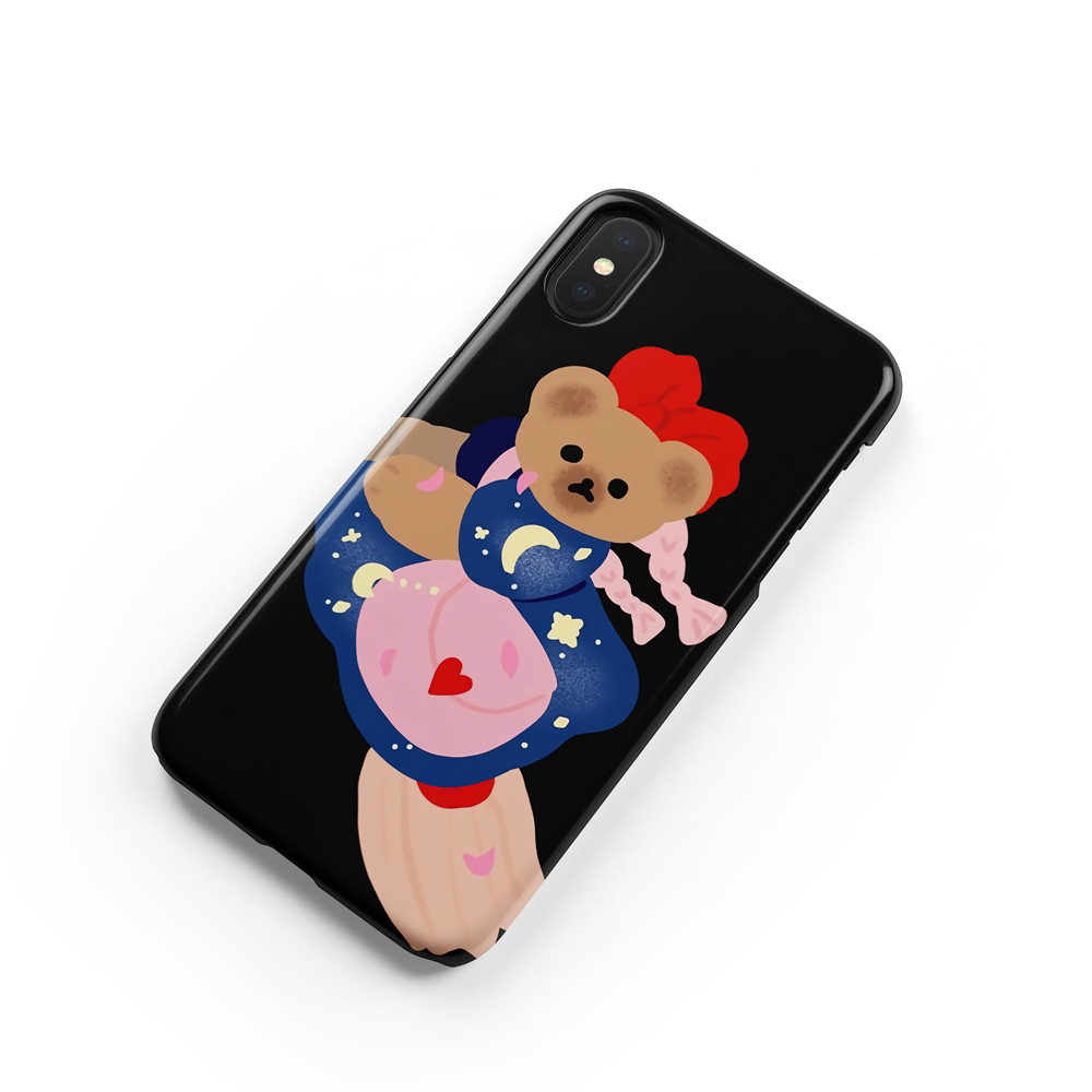 ins插画可爱童话小熊软糖插画适用于苹果IPhoneXs/11/12/13/14/15/16菲林手机壳imd硅胶软壳小米华为