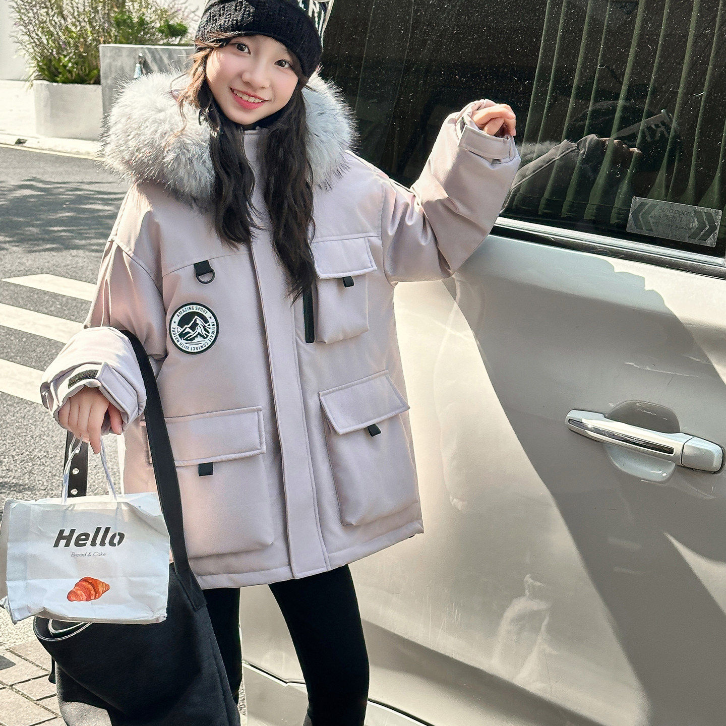 女童工装羽绒派克服2025新款大童冬季棉衣加厚外套韩系白鸭绒外套,淘宝优惠券,粉丝福利购,淘宝优惠卷