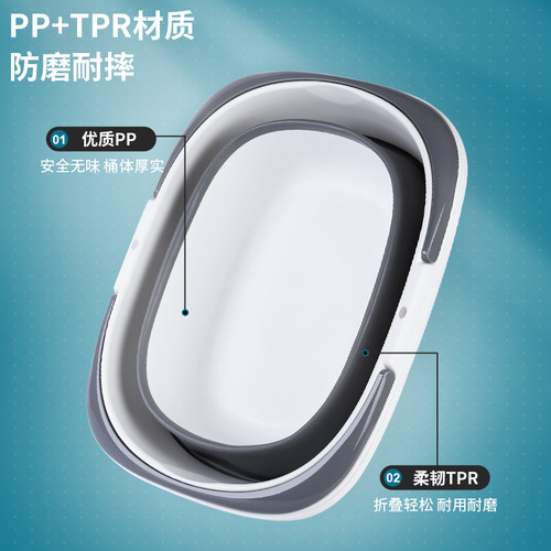 可折叠排水桶家用海绵洗拖把桶长方形单卖储水洗衣塑料桶大号容量 - 图3