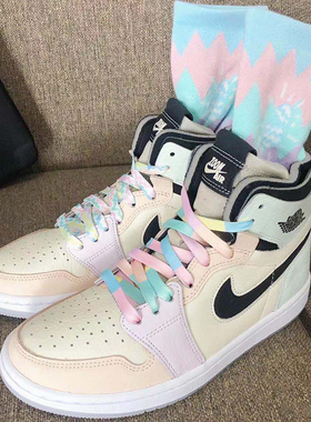 0空军aj1af1糖果粉绿拼色鞋带