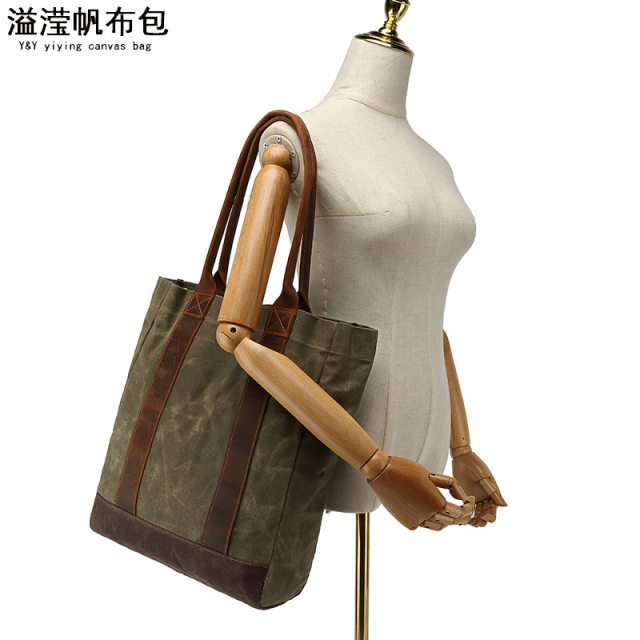 Casual oil wax canvas women's handbag single shoulder crossbody