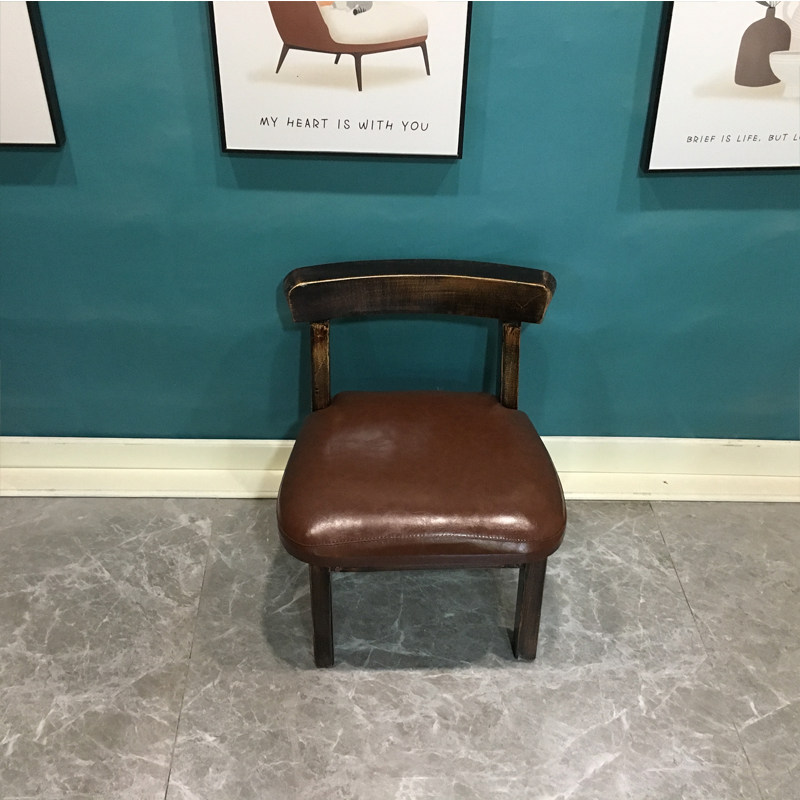美式乡村矮款靠背椅皮面软包沙发小凳家用客厅阳台休闲原木茶几凳,淘宝优惠券,粉丝福利购,淘宝优惠卷