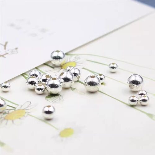 S999 S925 s950足银珠子按克散珠光珠纯银配件DIY编绳小圆珠串珠 - 图3