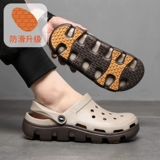 Мужские летние резиновые тапочки в стиле Crocs, пляжные нескользящие босоножки на платформе, лето 2025 года, подходят для носки на улице, большой размер, пляжный стиль
