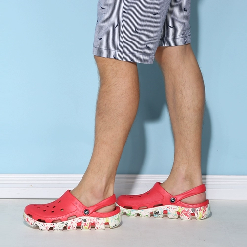 Камуфляжная пляжная обувь, летние тапочки в стиле Crocs на платформе, нескользящие босоножки, коллекция 2023 года, для влюбленных, большой размер