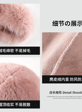 秋冬套头帽女毛绒渔夫帽韩版简约百搭加厚保暖盆帽纯色护耳蒙古帽