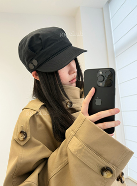 博主同款尼龙纽扣帽显脸小大帽檐马术帽 报童帽