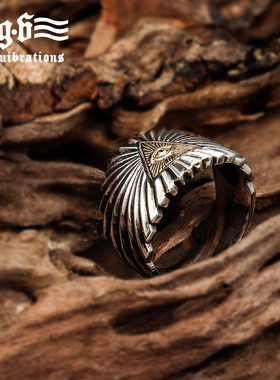 上帝之眼光芒男士做旧欧美风戒指