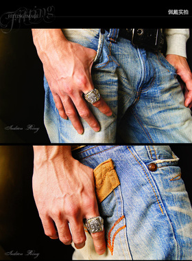 纯银印度酋长男士戒指