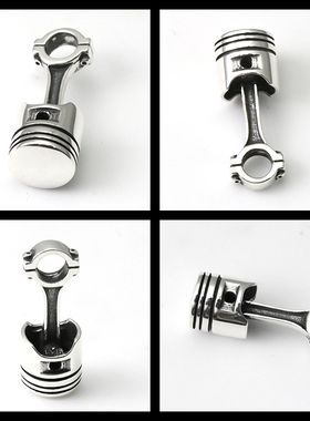 纯银发动机复古项链吊坠