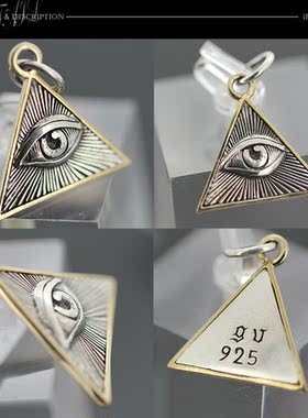 纯银恶魔之眼朋克风毛衣链吊坠