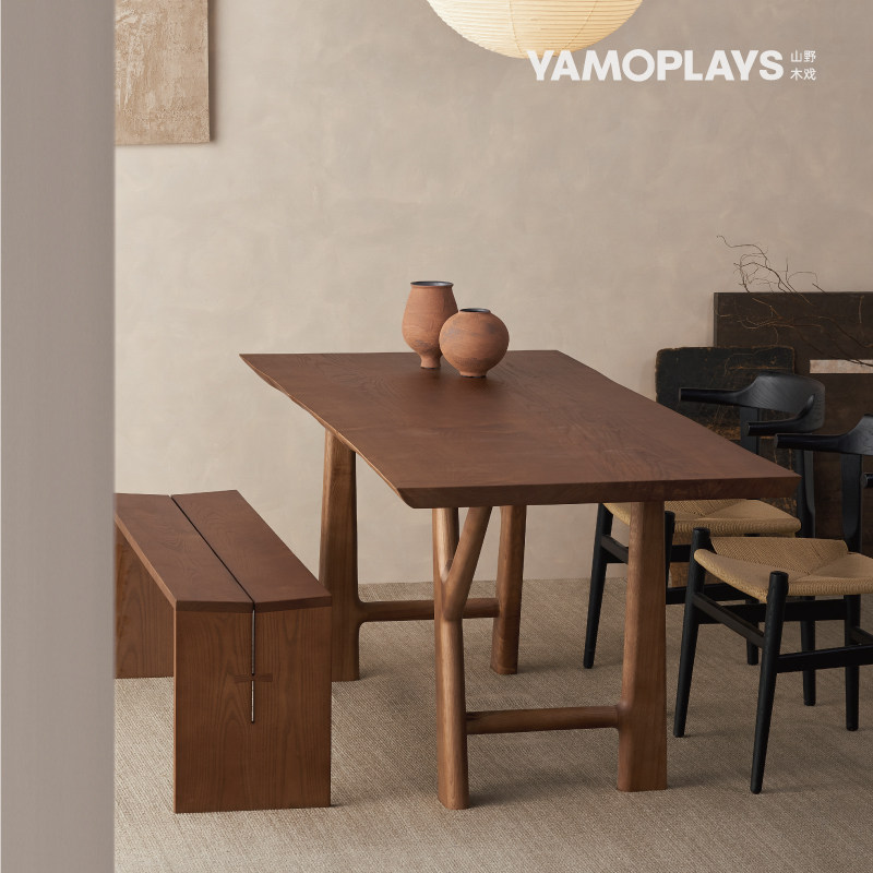 山野木戏|枝桠桌——原木风格白蜡木餐桌家用饭茶桌书桌办公桌 - 图1