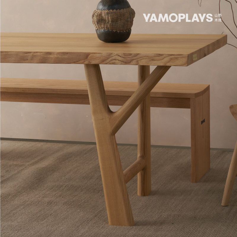 山野木戏|枝桠桌——原木风格白蜡木餐桌家用饭茶桌书桌办公桌 - 图0