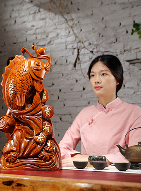 吉祥物祝福实木质工艺品木头风水