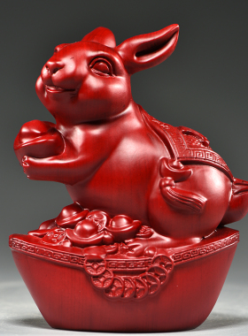 十二生肖摆件红木雕刻家居装饰