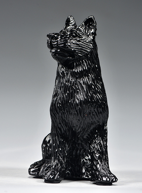 黑色木雕狗摆件十二生肖狗摆设家居客厅电视柜办公装饰红木工艺品