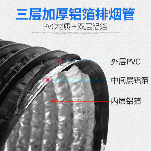 400大口径200/250/300/350通风铝箔伸缩吸抽油烟机排烟管道排气管 - 图1