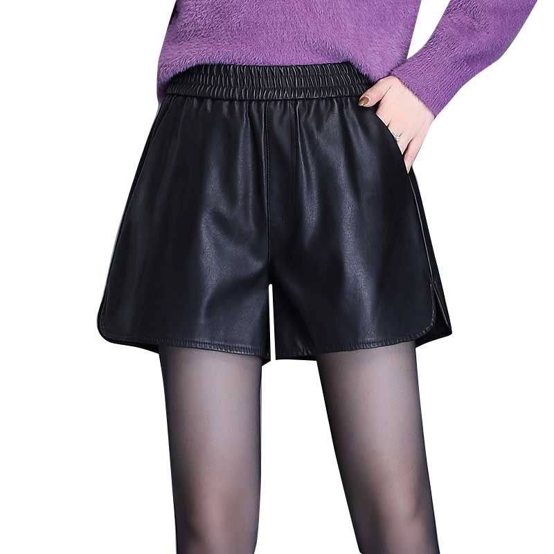 皮短裤2021秋冬新款a字休闲pu皮裤 欣聚荣休闲裤
