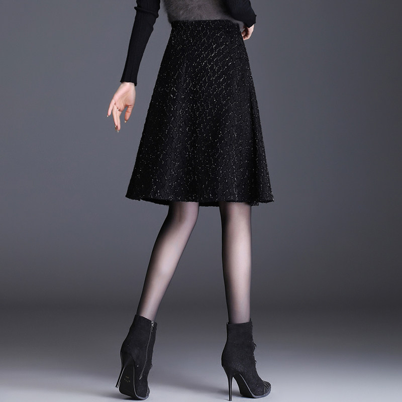 秋冬银丝a字裙2021新款高腰半身裙 欣聚荣半身裙