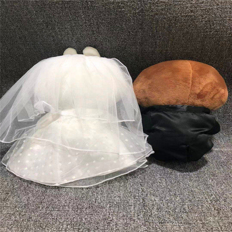 新品婚纱礼服可妮兔一对车头结婚礼物公仔情侣压床娃娃玩偶