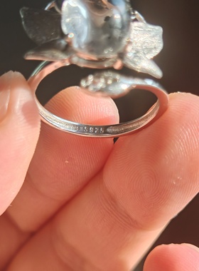 纯银银戒指镶嵌天然水晶带黑云母片默认微瑕完美主义慎拍一物一拍
