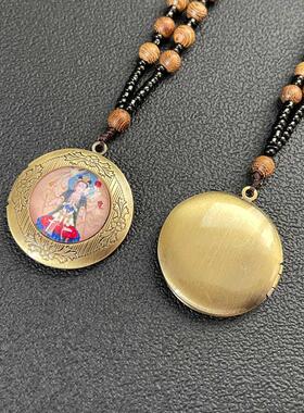 项链可开吊坠嘎乌挂件女九尾狐蓝黄白狐民族风古风复古首饰品木珠