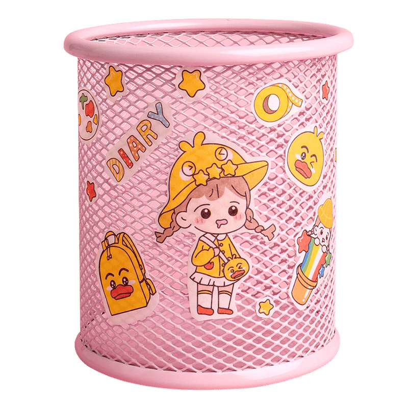 得力笔筒大容量学生桌面金属笔筒收纳盒创意时尚圆笔筒北欧风可爱简易笔桶摆件儿童个性ins简约文具办公用品,淘宝优惠券,粉丝福利购,淘宝优惠卷