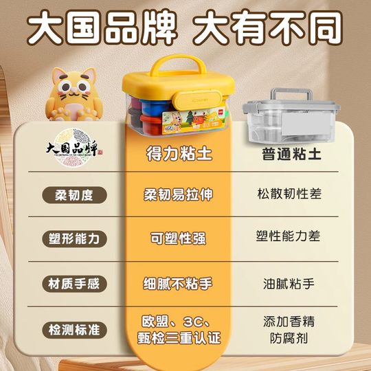 得力超轻粘土无毒儿童彩泥幼儿园用橡皮泥24色玩具手工黏土食品级