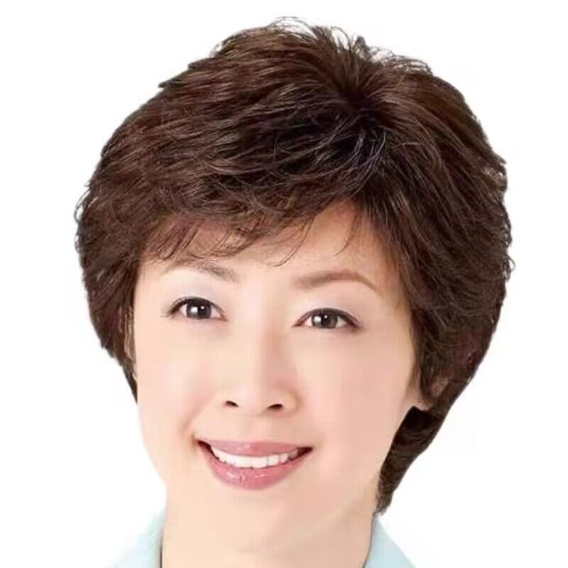中老年假发女士奶奶花白短发老人全头套灰白全真发老太太整体假发
