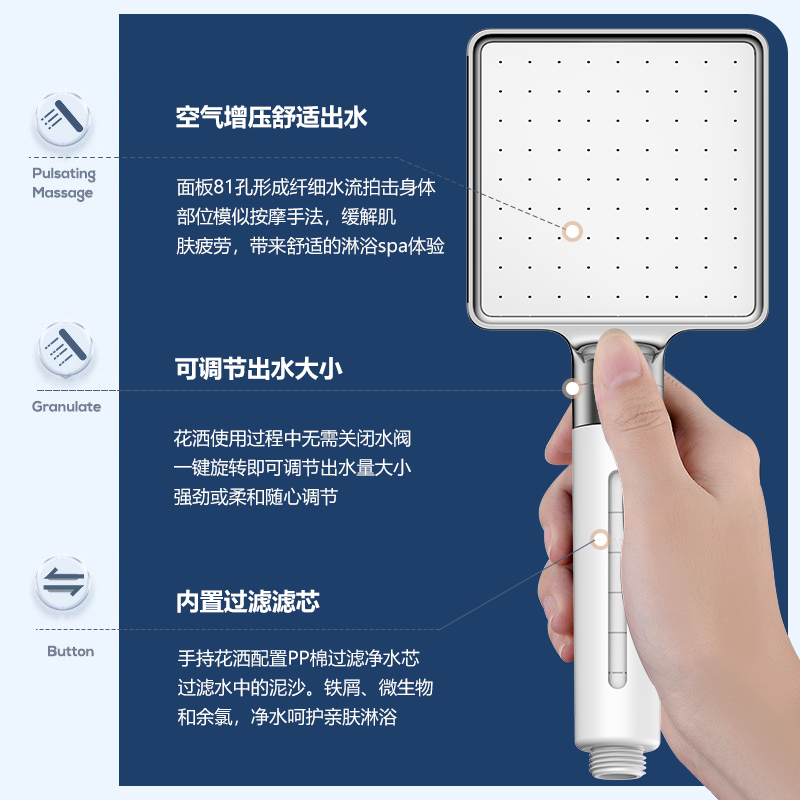 四季沐歌卫浴浴室淋浴花洒套装家用增压沐浴喷头卫生间沐浴器恒温 - 图2