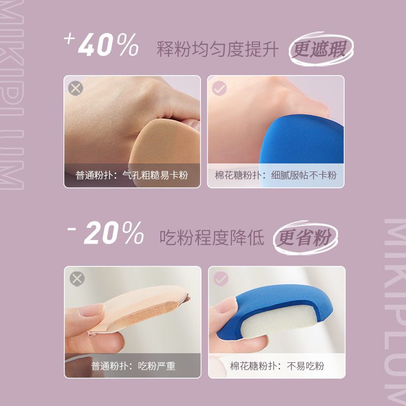 MIKIPLUM大大嘟嘟棉花糖气垫粉扑干湿两用粉底液可用海绵蛋,淘宝优惠券,粉丝福利购,淘宝优惠卷