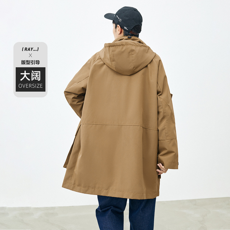 太平鸟男装2021新款男士中长款风衣 太平鸟男装outlets店风衣