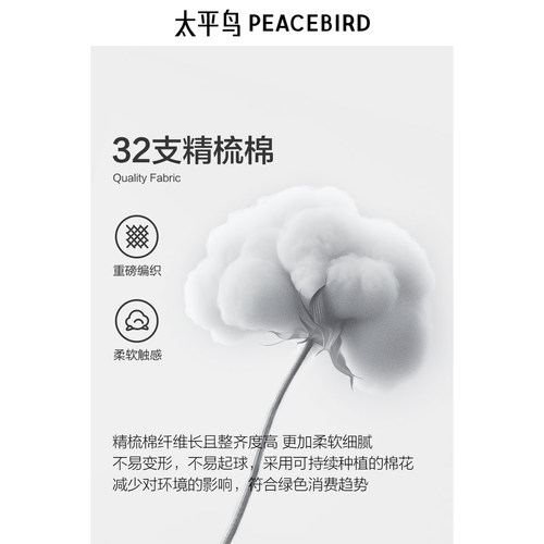 太平鸟男装纯色刺绣重磅短袖T恤夏新款体恤B2CNF2177 - 图3