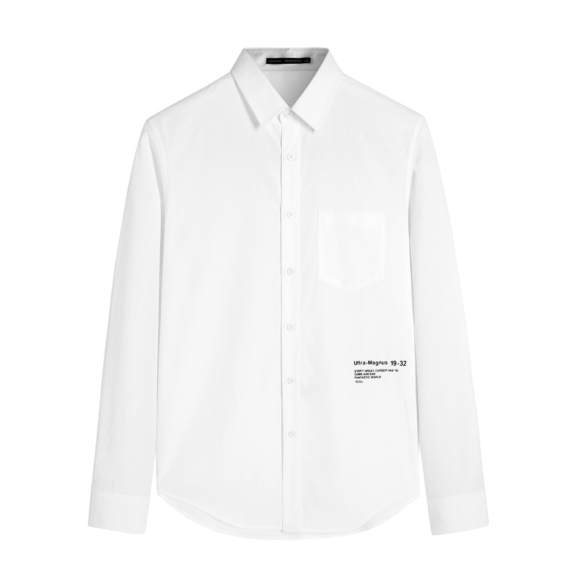 太平鸟男装新款后背胶印长袖#衬衫 太平鸟男装outlets店衬衫