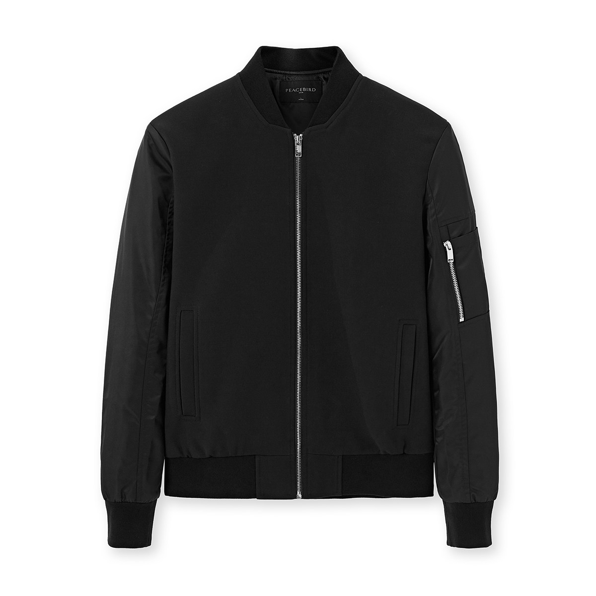 太平鸟奥莱秋冬新品毛呢拼接夹克衫 太平鸟男装outlets店夹克