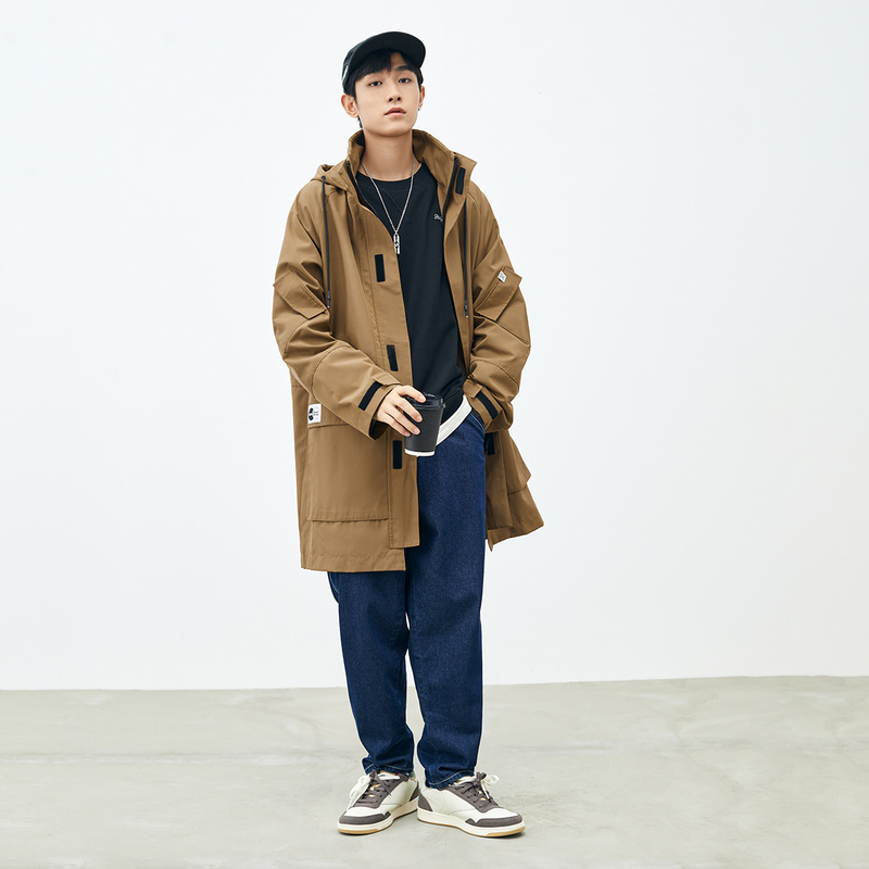 太平鸟男装2021新款男士中长款风衣 太平鸟男装outlets店风衣
