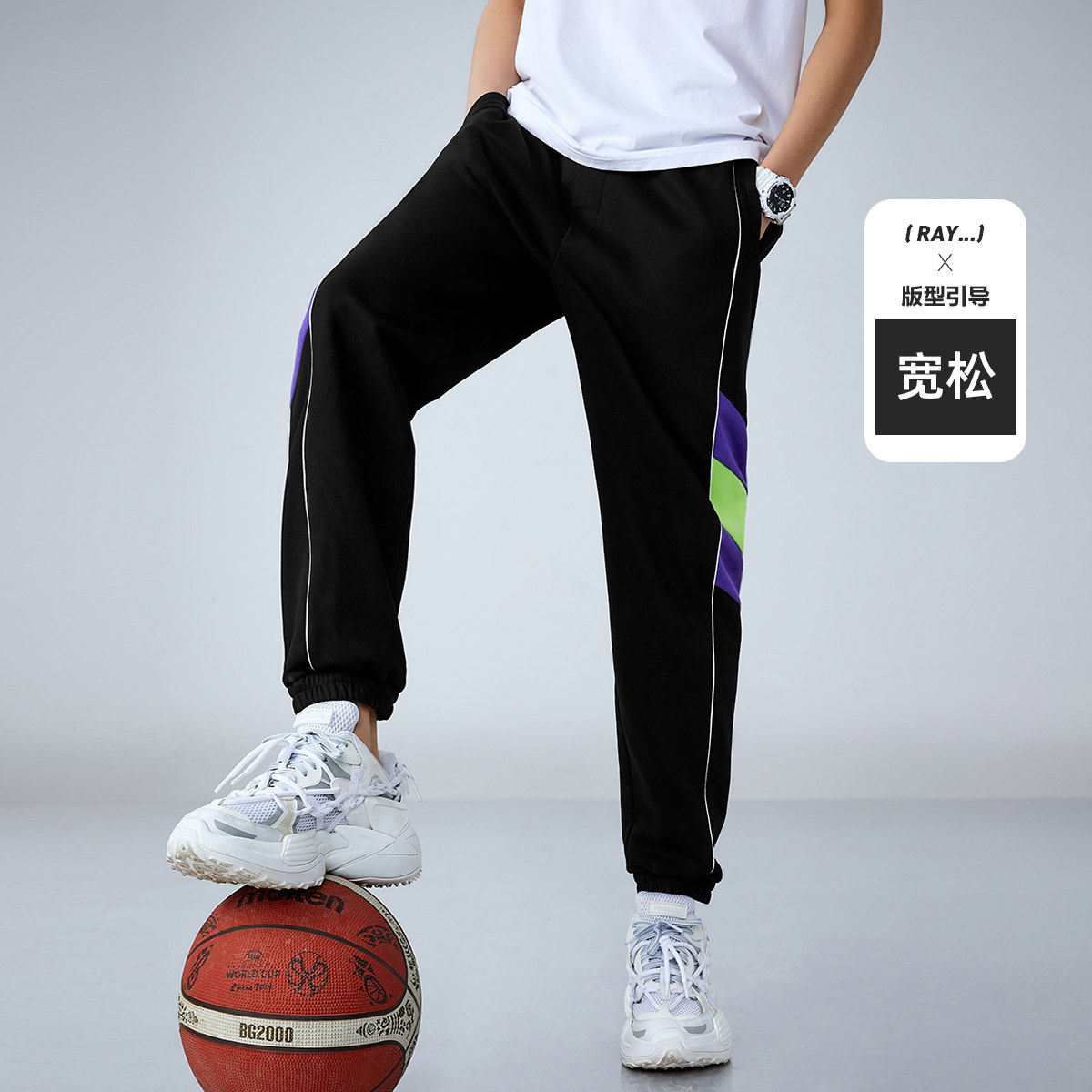 太平鸟男装2020夏季新款撞色休闲裤 太平鸟男装outlets店休闲裤