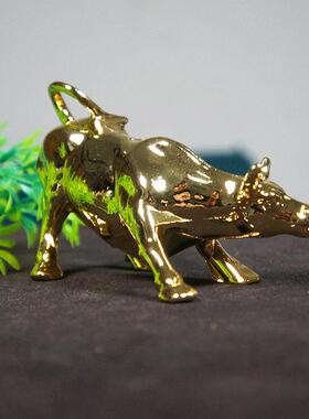 创意家居摆件牛气冲天金属华尔街斗牛模型实心金属牛家居装饰品
