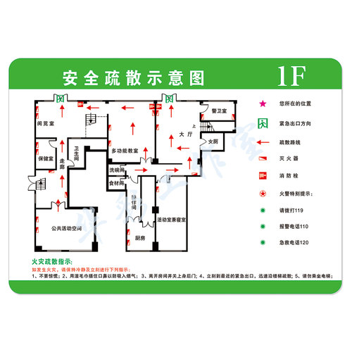 消防逃生安全示意图代画设计 CDR图纸代画 紧急疏散路线平面图 - 图2