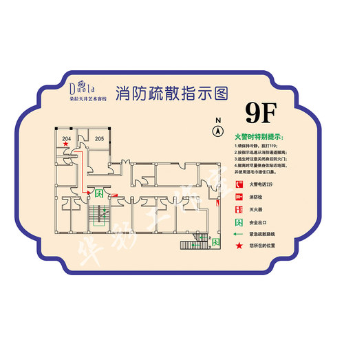 消防逃生安全示意图代画设计 CDR图纸代画 紧急疏散路线平面图 - 图3