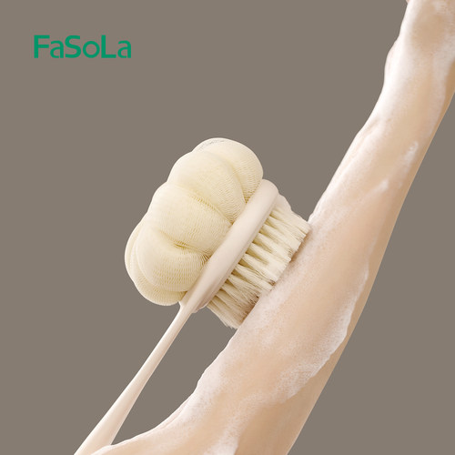 FaSoLa三合一洗澡沐浴刷搓背神器不求人软毛擦后背搓澡起泡浴刷子 - 图0