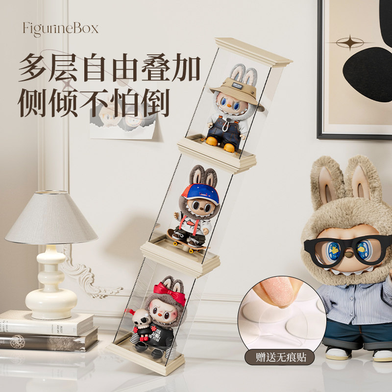 罗马柱labubu盲盒收纳展示架单个搪胶娃娃手办透明防尘展示柜盒子,淘宝优惠券,粉丝福利购,淘宝优惠卷