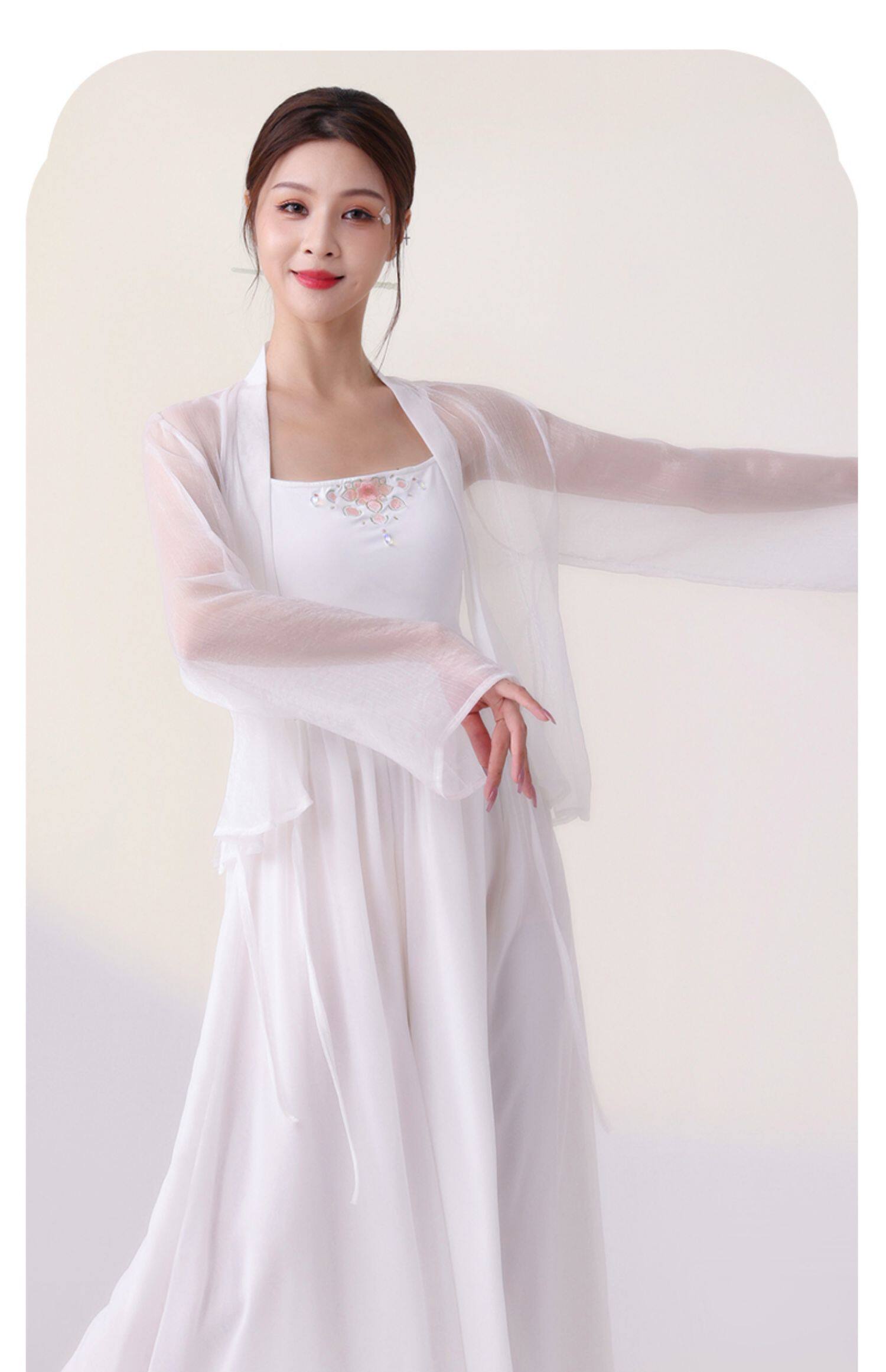 古典舞白色纱衣神话演出服720度大摆裙舞蹈练功服装飘逸女