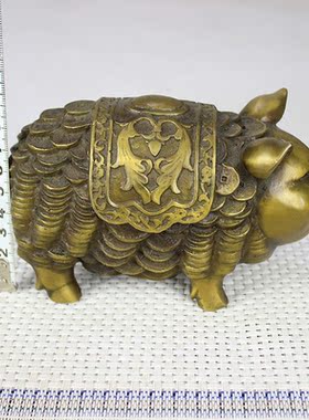 黄铜工艺品猪摆件金钱猪铜旺财猪铜发财猪 家居饰品摆件