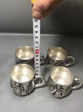 白铜鎏银八仙过海酒杯一套 家居客厅装饰茶道工艺品礼品摆设