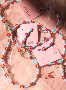 Ettoi彩色米珠项链法国小众手工