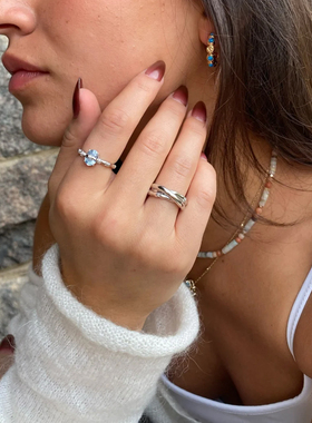 温莎珠宝竹节镶钻开口戒指女款