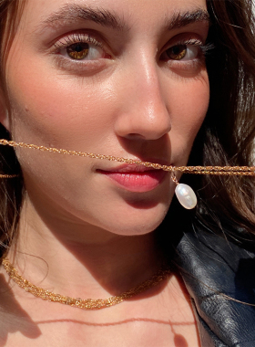 通勤百搭编织天然巴洛克珍珠项链