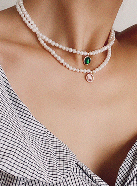 白百何同款生辰石天然珍珠项链